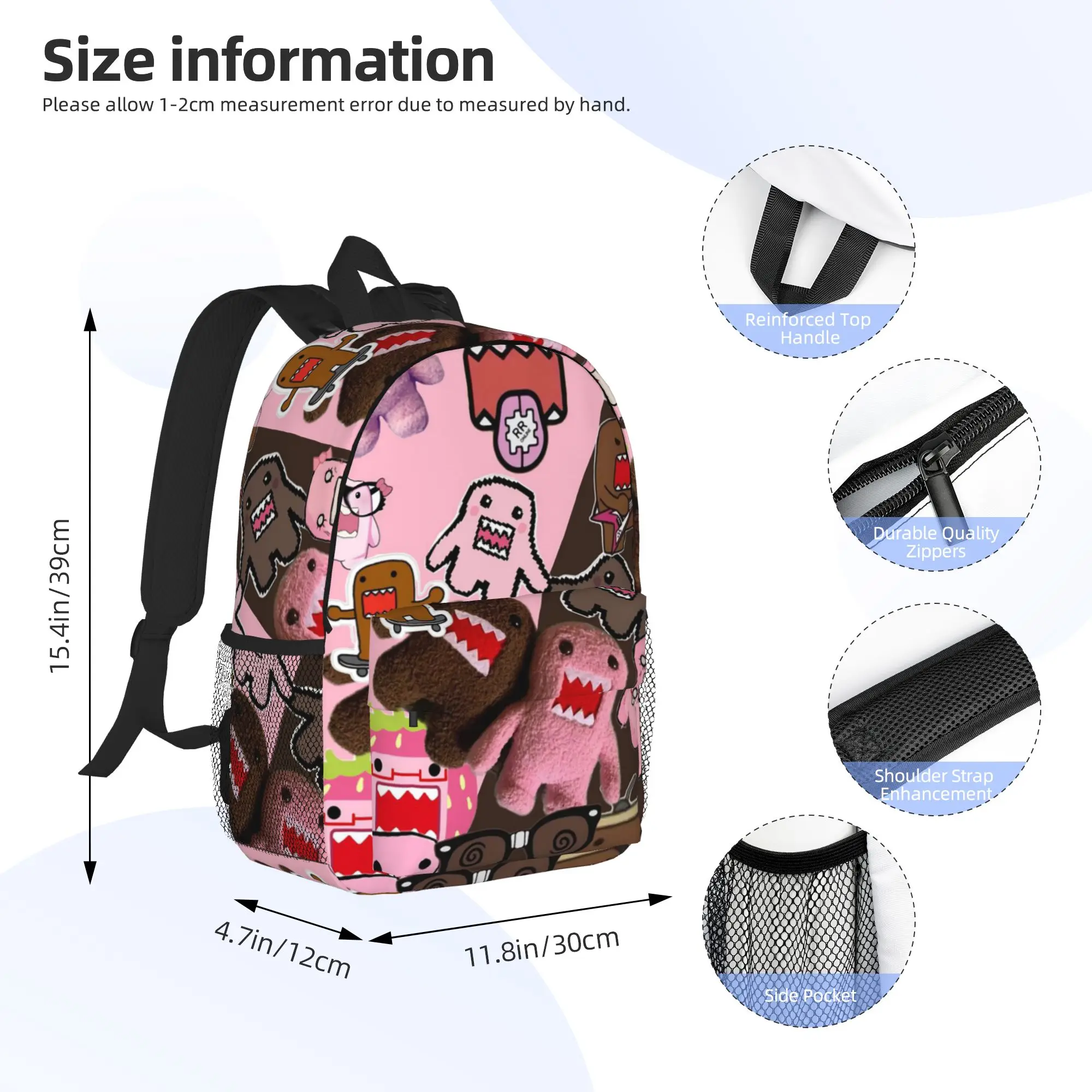 Domo Kun Doll Face Graphic Backpack Hot Sale Daypack Large Capacity Boys Girls BookBag Shoulder Bags for Men Women School Bag