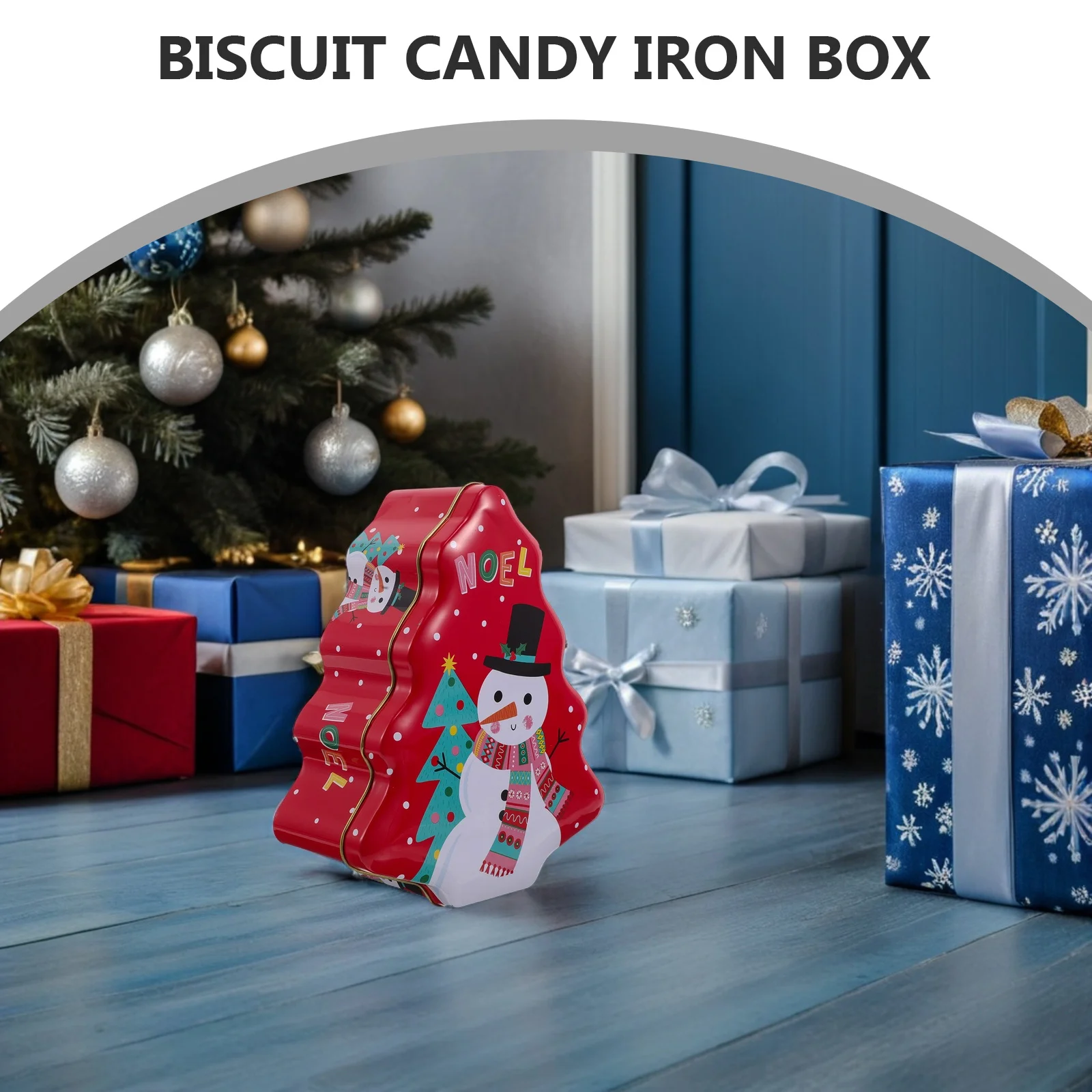 Christmas Iron Candy Box Tree Shaped Decorative Storage Container Lid Xmas Treat Jar Holiday Favor Tin Holiday Candy Jar