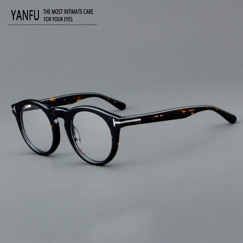 

Vintage Tortoise Acetate Round Classic Glasses Frames Retro Fashion for Women Men Eyeglasses Optical Male Outdoor Reading 1146