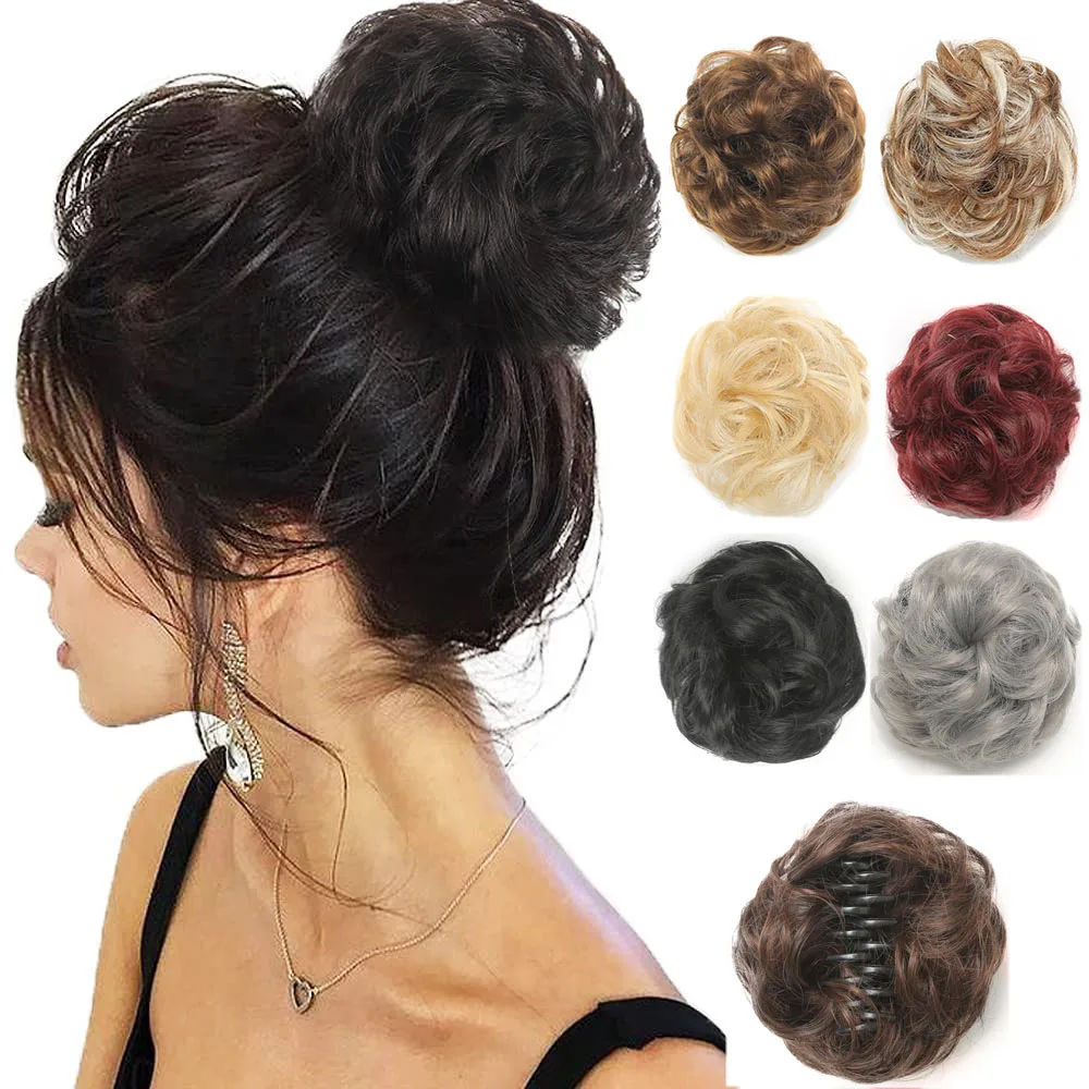 

Messy Bun Hair Piece Claw Clip Curly Wavy Faux Hair Bun Tousled Updo Hair Extensions Scrunchie Long Beard Chignon Buns