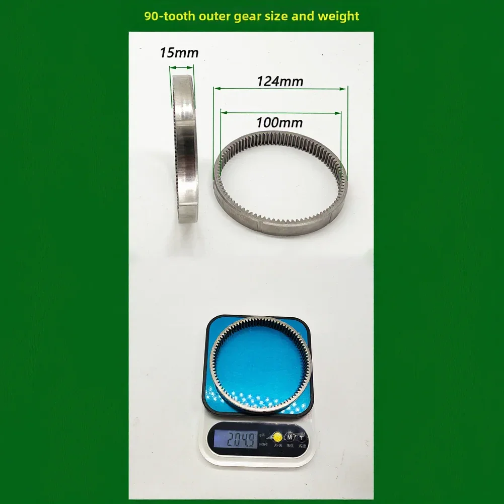 

Ремонтный комплект для двигателя: серебристое внешнее кольцо M1.25, 750 Вт, 90 зубьев, внешний диаметр 124 мм, стальная конструкция
