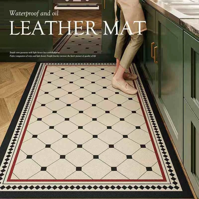 Nordic Style PVC Leather Rug Waterproof Oil-proof Stain-resistant Kitchen Carpet Large Area Non-slip Floor Mats Tapis Alfombra