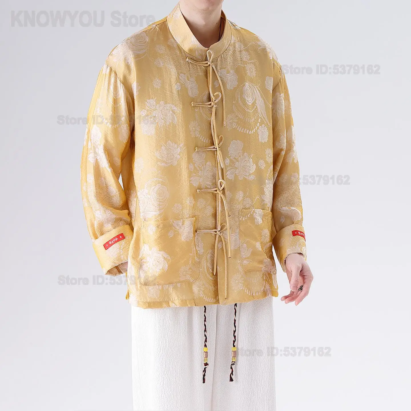 2026 Men Chinese Traditional Snail Rose Jacquard Stand Collar Frog Buttons Loose Plus Size Long Sleeve Tang Suit Outerwear Coat