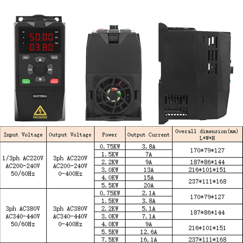 

Variable Frequency Drive Converter inverter 220V 0.75KW 1.5KW 2.2KW VFD AC Motor Speed ​​​​​​Controller