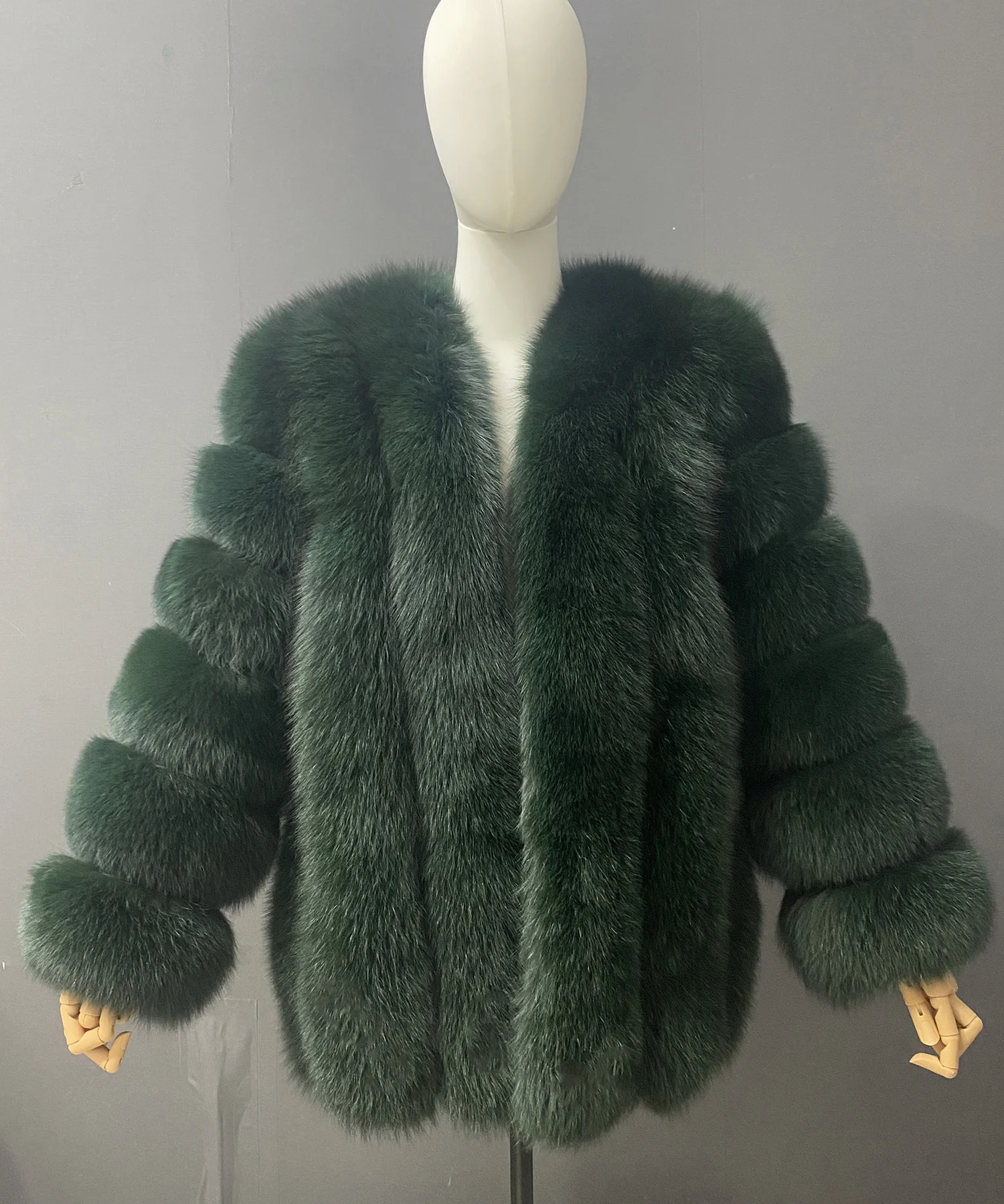 Women's polyester jacket, custom-made with faux fur