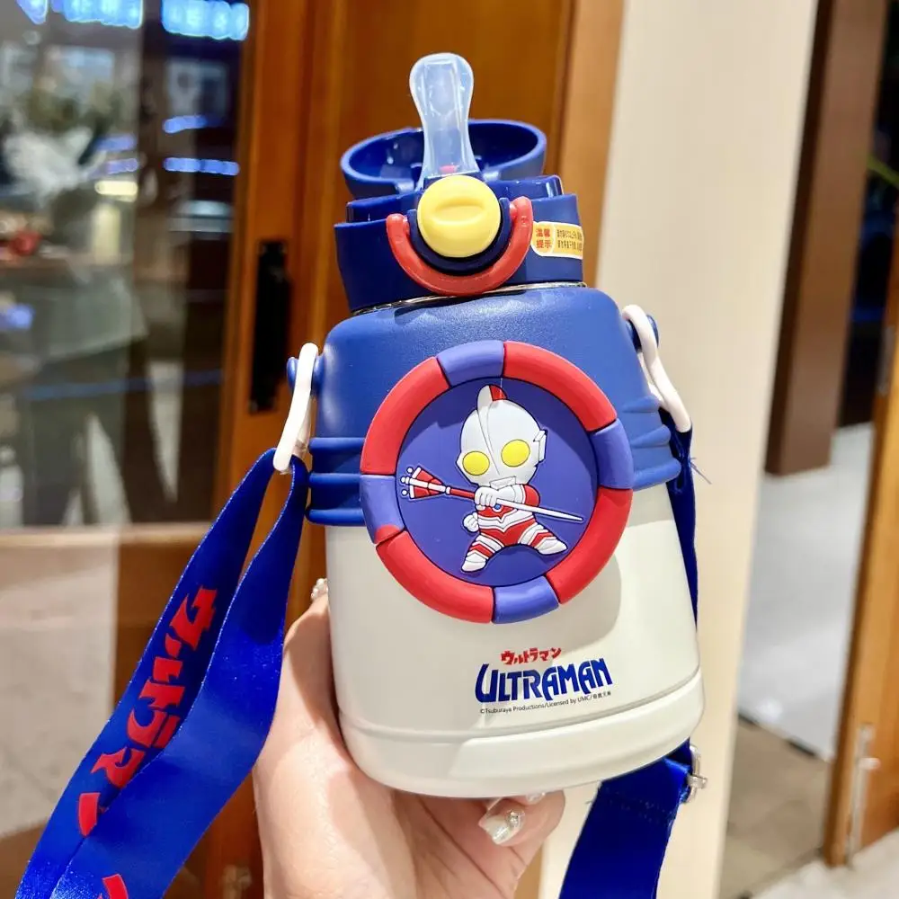 Cartoon Ultraman Children 316 Thermos Cup Cute Straw Water Cup Anime Student Doll Girls High Capacity Car Cup Festival Gift