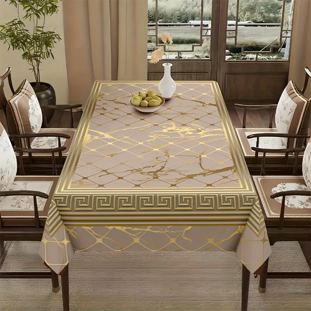 【2D】Tablecovers 1pc Marble Geometric Pattern Polyester Tableclothzyc
