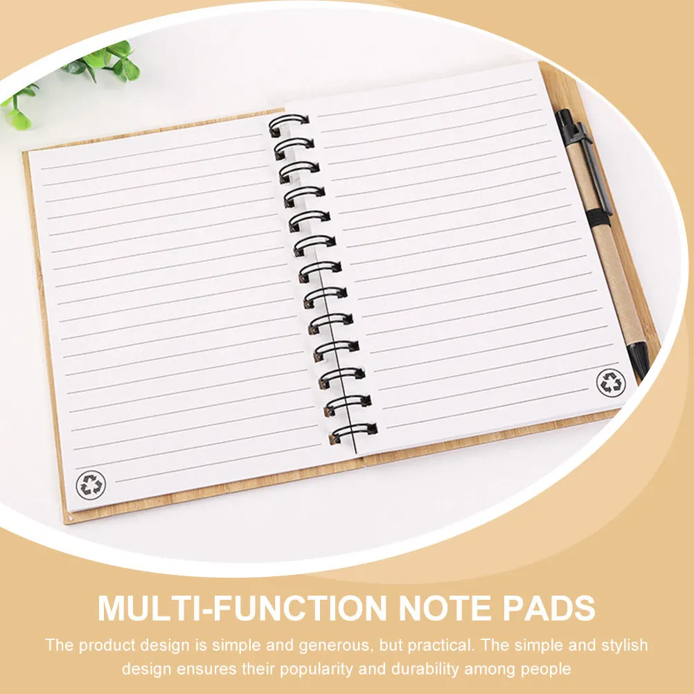 1Set Bamboo Cover Spiral Notepad Premium Texture Portable Compact Notebook for Notes Memo Planning Diary Recording Ideas Sketch