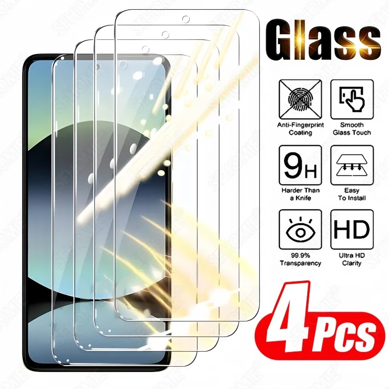 4 Stück gehärtetes Glas Displayschutzfolie für Xiaomi Redmi 10 10A 10C 12 12C 13 13C 14 14C Note 10 11 12 13 Pro Glasschutzfolie