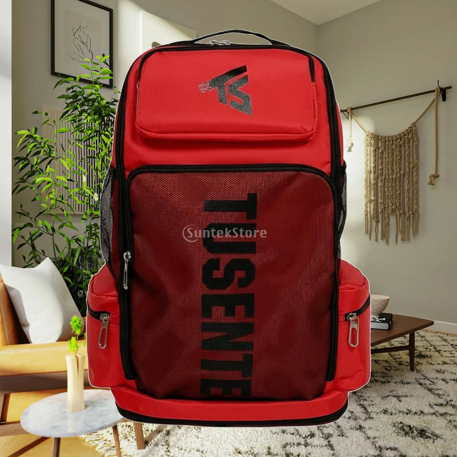 Stylish Letter Print Sports Satchel Backpack for College Students Athletes Large Oxford Fitness Bag with Side Water Bottle