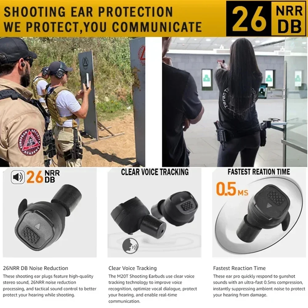 EARMOR M20T Shooting Earbuds Bluetooth Noise Reduction Wireless In-Ear Headset for Hunting,Sports And Music