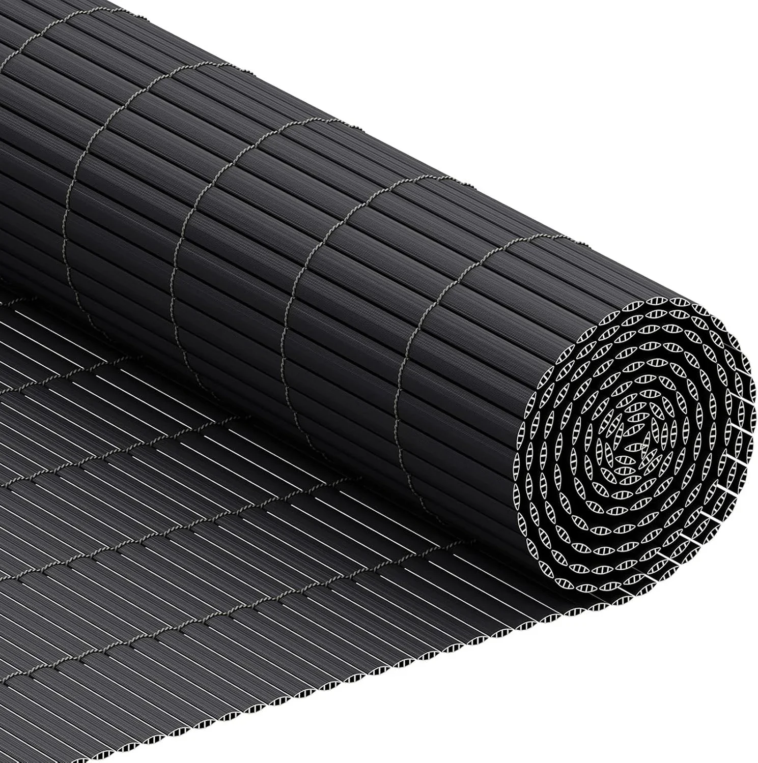 Tappeto parasole per balcone in PVC color antracite 80x300cm, doppio rinforzo, senza fori, con fascette per cavi, paravento impermeabile per terrazza e giardino