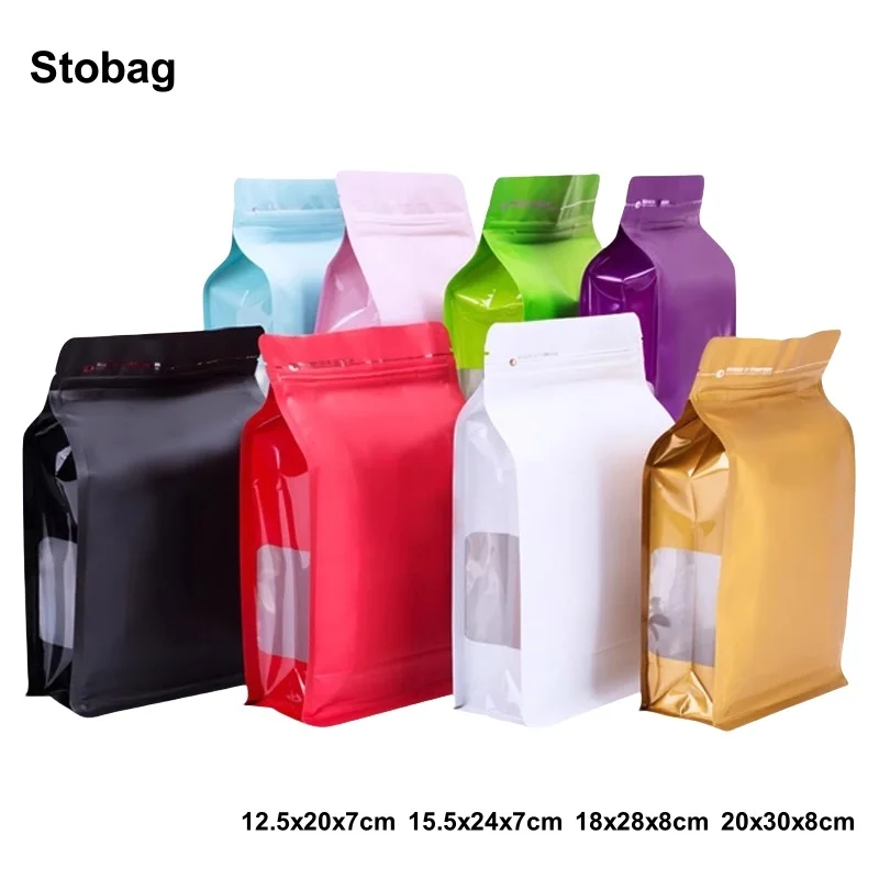 

StoBag 50pcs Food Packaging Ziplock Bags Stand Up Aluminum Foil Thicker Sealed for Candy Tea Nuts Beans Storage Reusable Pouch