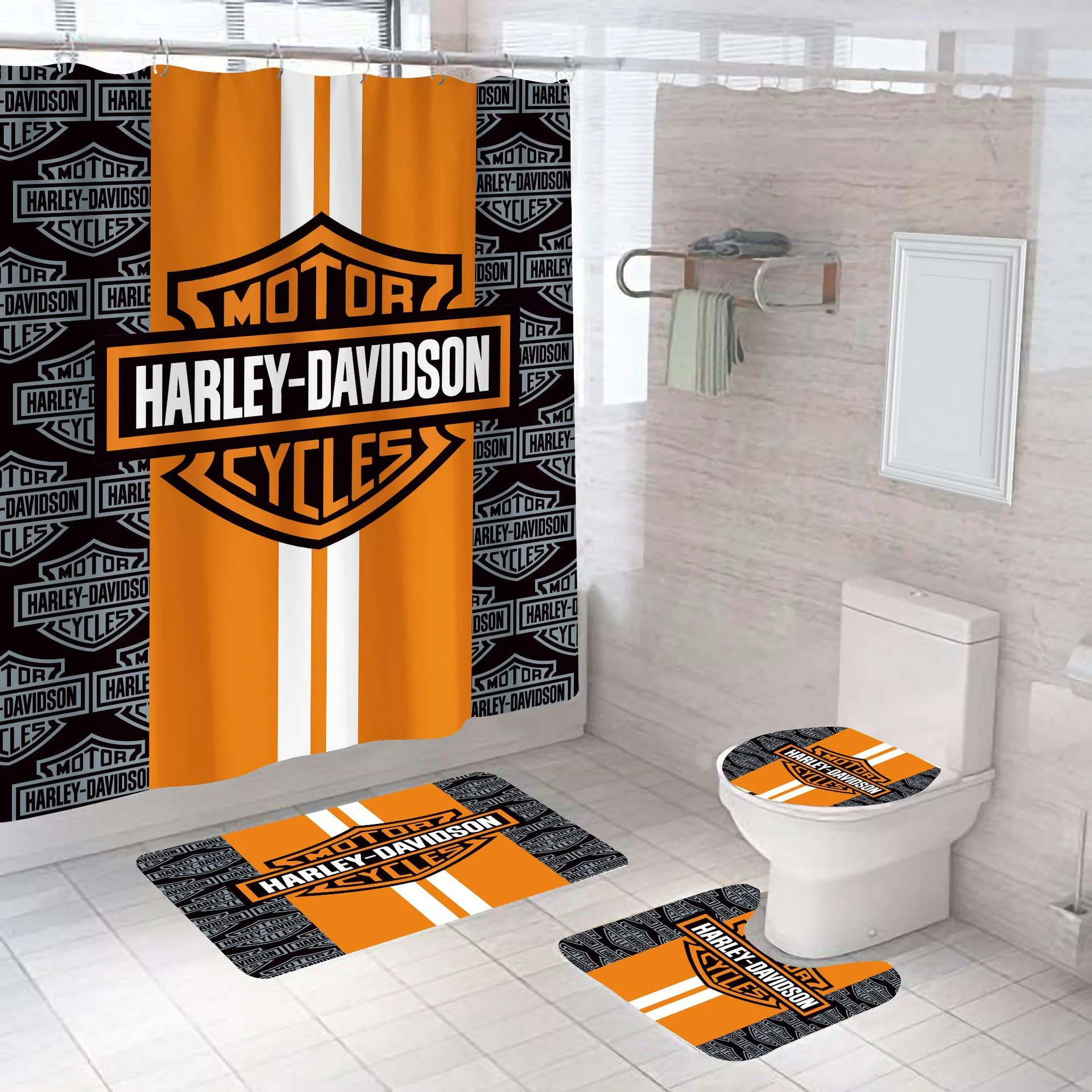 For Harley Davidson Flag Tapestry Curtain Polyester Digital Printed Motorcycle Racing Anti-slip Carpet Decor Accessories