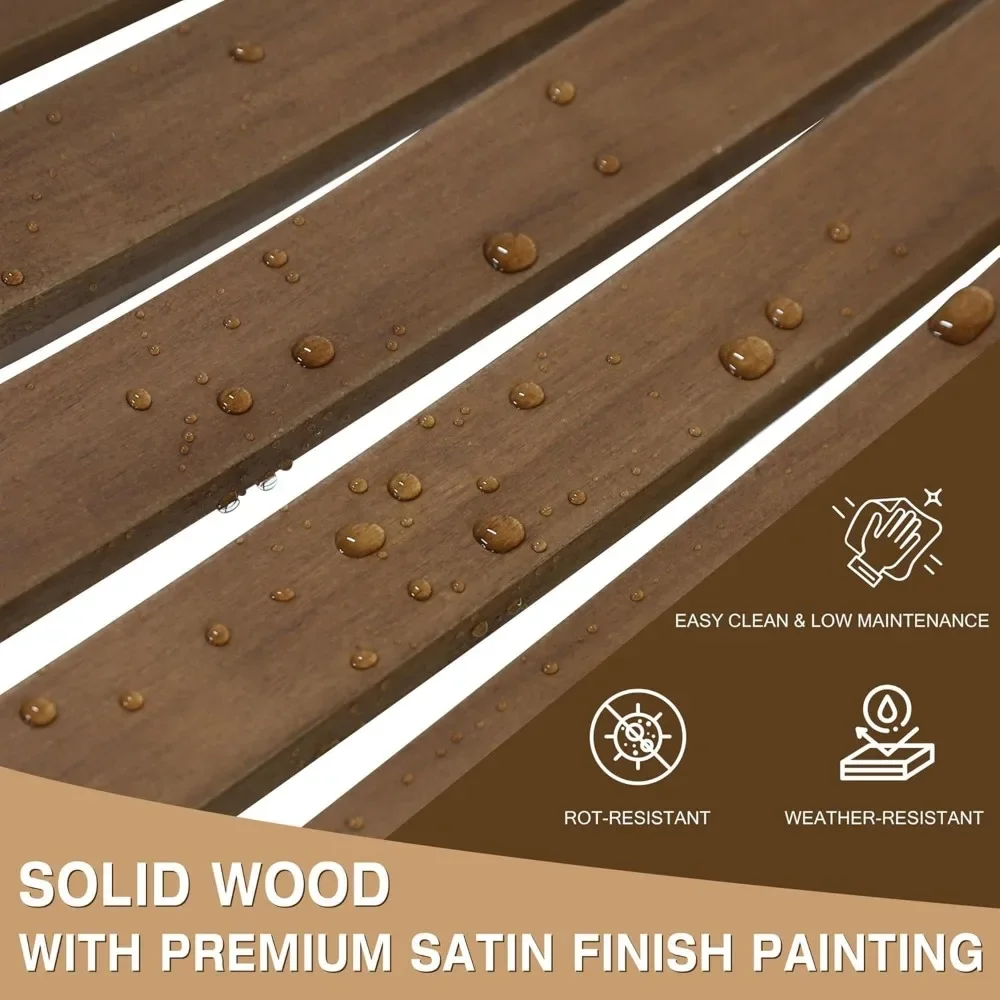 Outdoor Rocking Chair Sets 3-Piece, Bistro Table and Chairs Set of 2,Patio Wooden Rocker Bistro Set with Foldable Table.