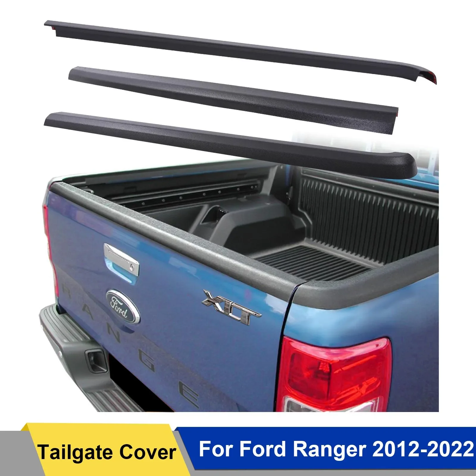 Load Bed Rail Caps Tailgate Protector Tail Gate Cover for Ford Ranger 2012-2022 Raptor Wildtrak PX PX2 PX3 Matt Black 3pcs/set