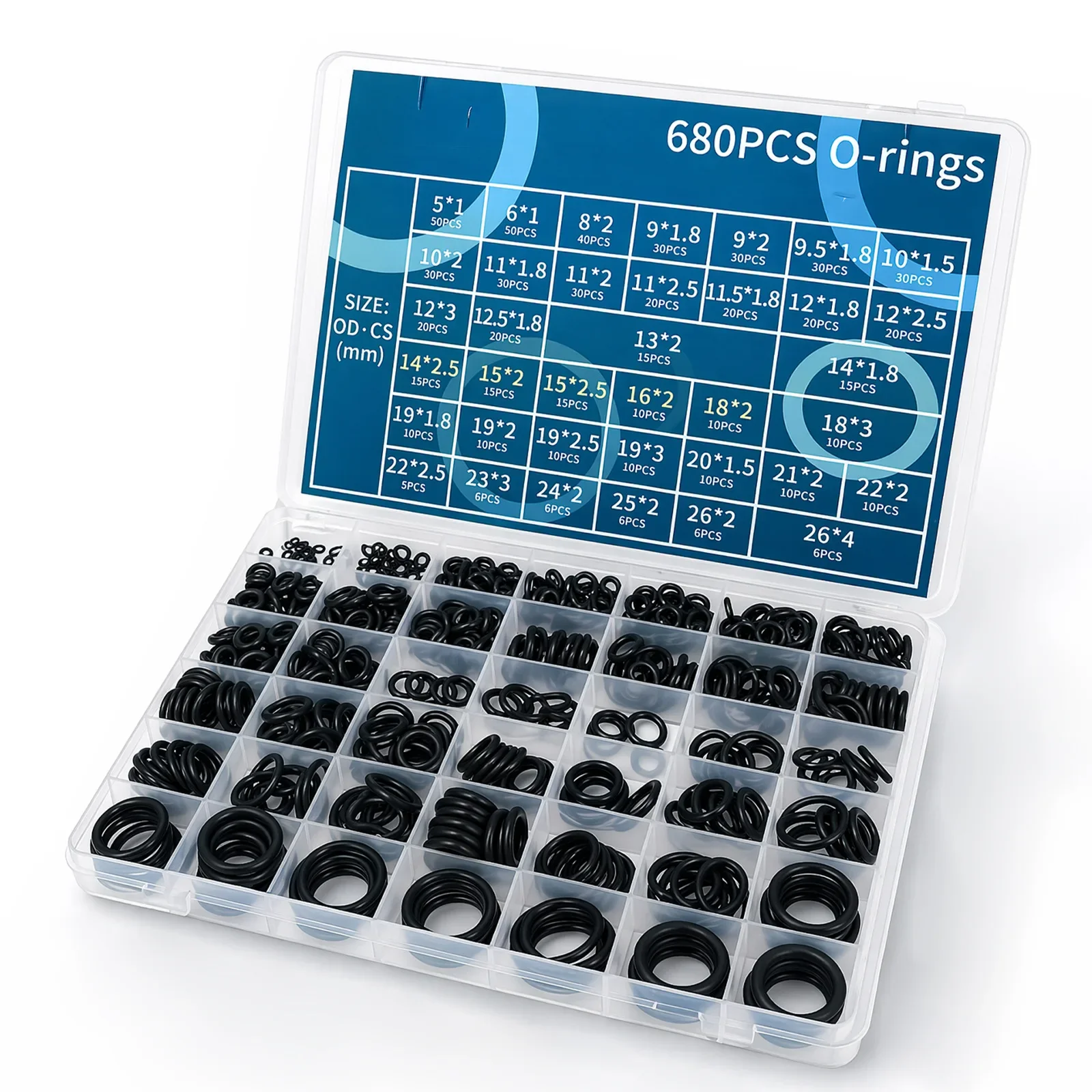 For Harsh Conditions Nitrile O Ring Kit Hydraulic Hose Seals Oil Resistant Material Heat Resistant Rubber Aging Resistant Seals