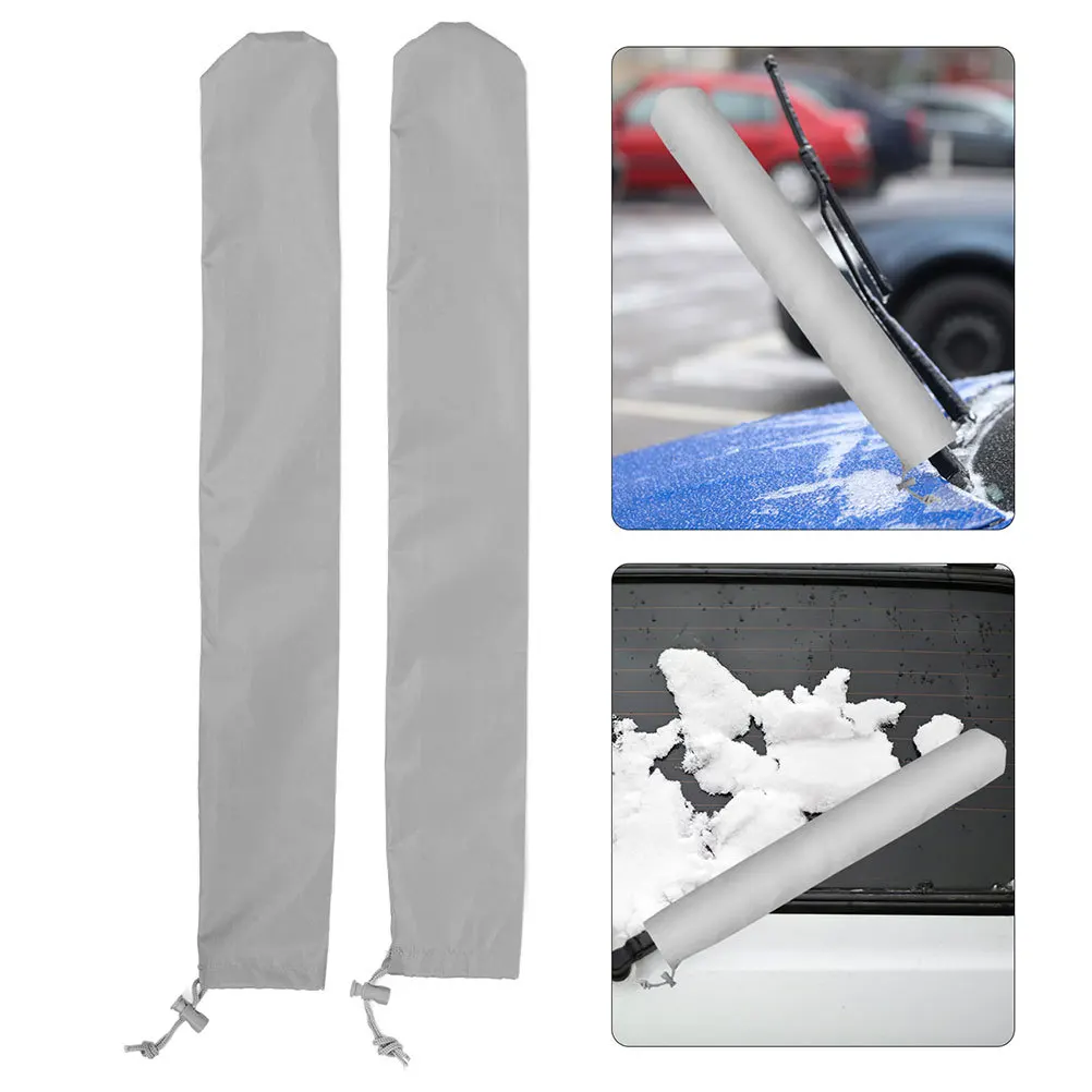 

2 Pairs Car Wiper Blade Covers Waterproof Snow Protection 210D Oxford Cloth Windshield Automotive Accessories