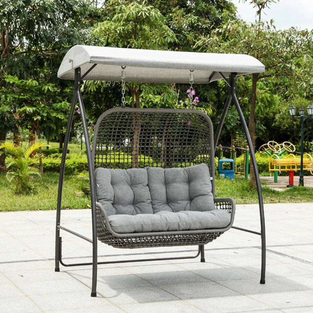 

Outdoor Furniture Rattan Wicker Hanging Chair Swing Garden Metal Hanging Chair Cover Patio Swing With Canopy