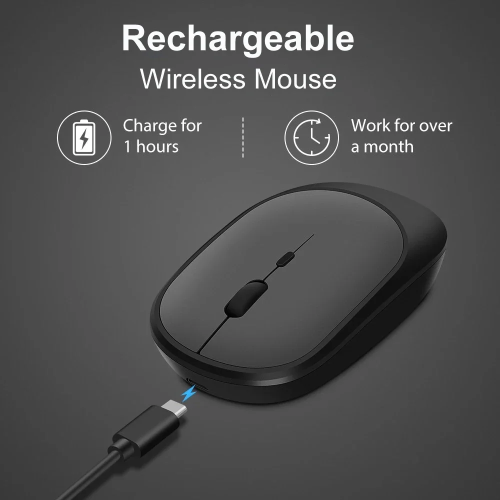 

Wireless Mouse Rechargeable Mouse Dual Modes Bluetooth-compatible 2.4G USB Mute Mice for Laptop Pad Tablet Macbook Mause