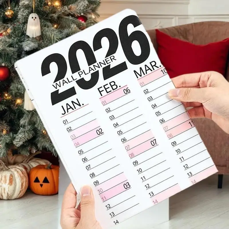 Calendrier mural vierge 2026, feuille de calendrier unique, mémo annuel suspendu au mur, planificateur quotidien, décor de pièce Simple