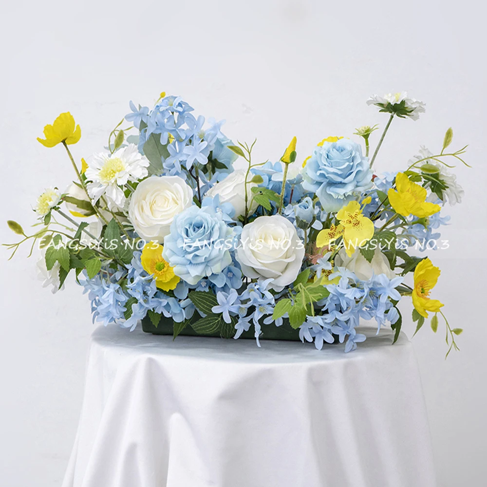 파란색 노란색 장미 모란 꽃꽂이 웨딩 테이블 장식 배경 - Home Decor Yellow 리뷰 및 가격