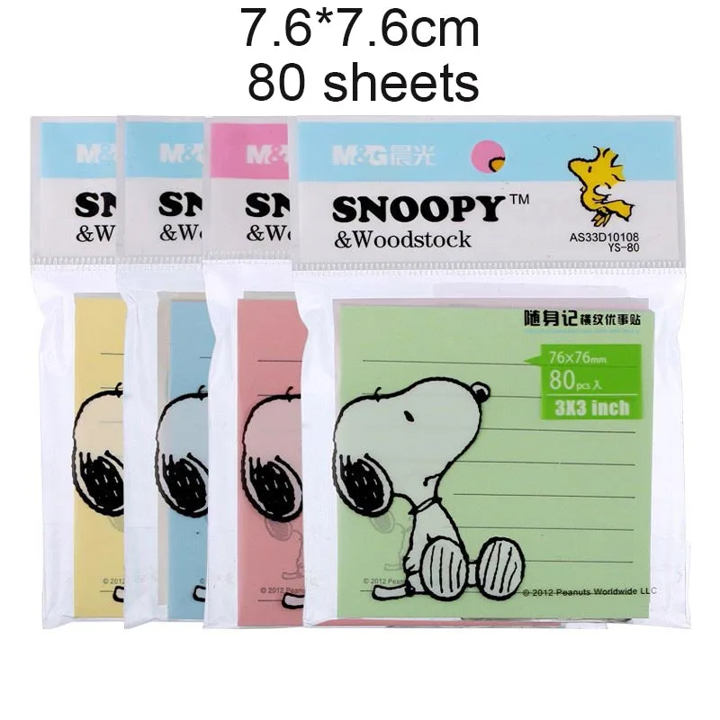 4 stuks/batches creative snoopy sticky notes cute N tijdperk briefpapier labels sticky notes post office schoolspullen