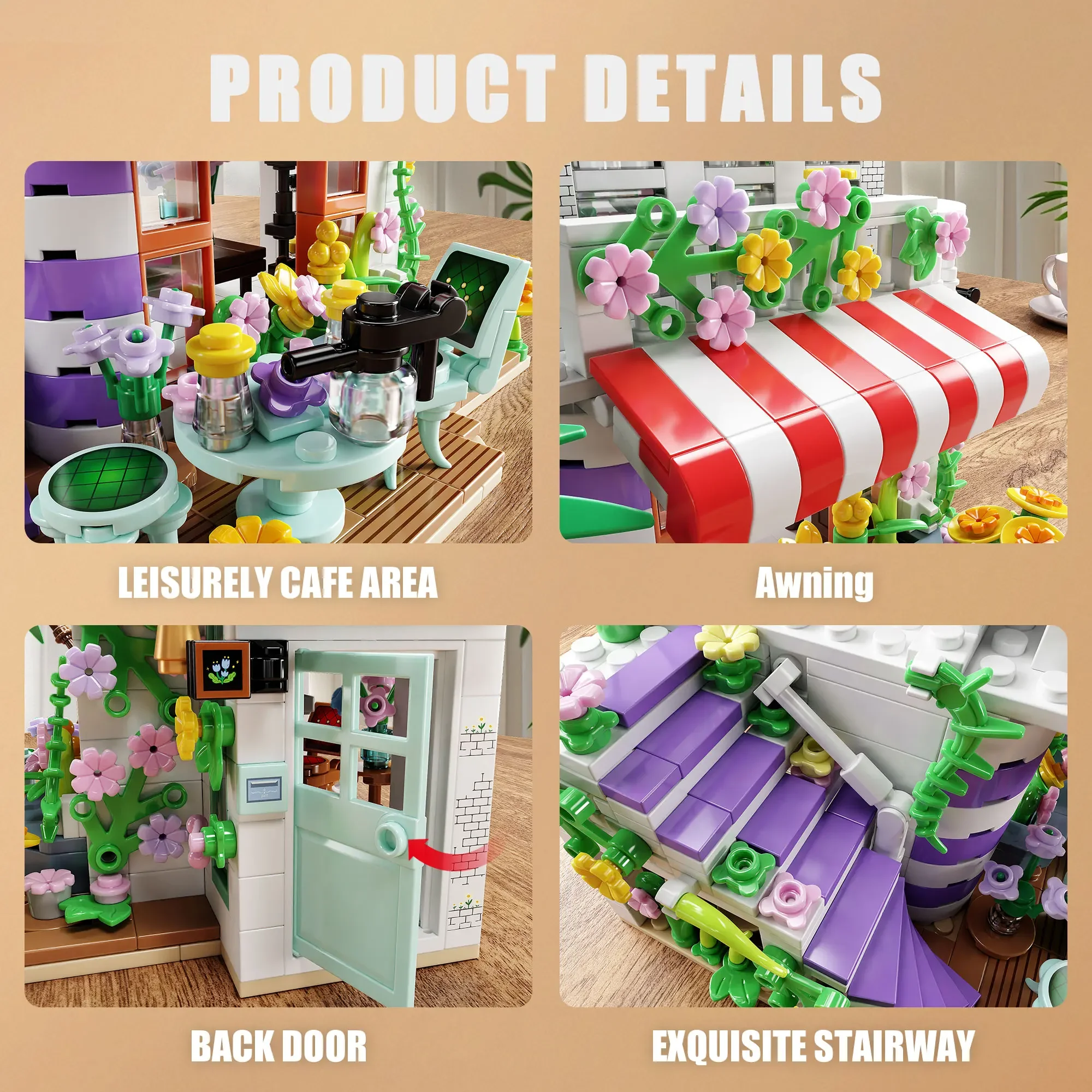 705PCS Giardino Cortile Building Blocks Set di giocattoli Puzzle Modello di mattoni con luce Architettura creativa Decorazione del desktop Regali