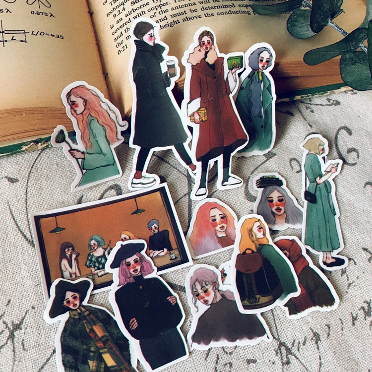 14pcs Girl winter sweet life  stickers DIY scrapbooking album junk journal happy planner decorative stickers