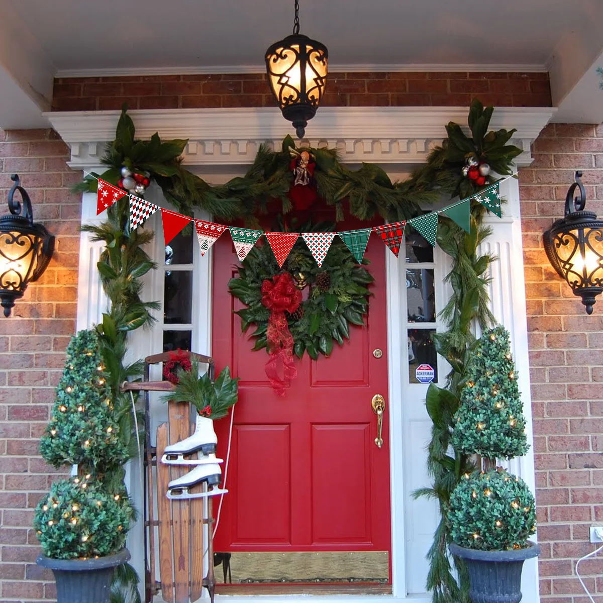 

Paper Colored Flag Bunting Banners Decorative Christmas Pennant Holiday Party Decorate Flags