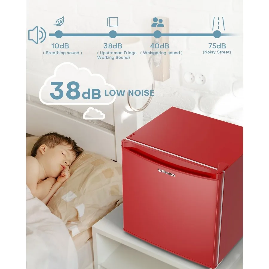 Mini frigorifero da 1,7 piedi con congelatore per dormitorio, ufficio e camera da letto: termostato regolabile, risparmio energetico, porta singola a basso rumore