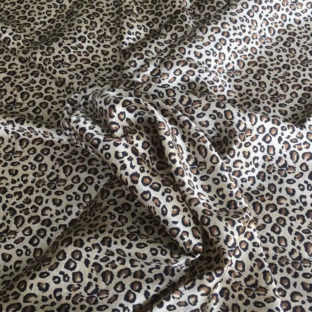 Leopard Print 100% pure nature silk fabric Chinese silk fabric for dress curtains scarf clothing bedding LS0520