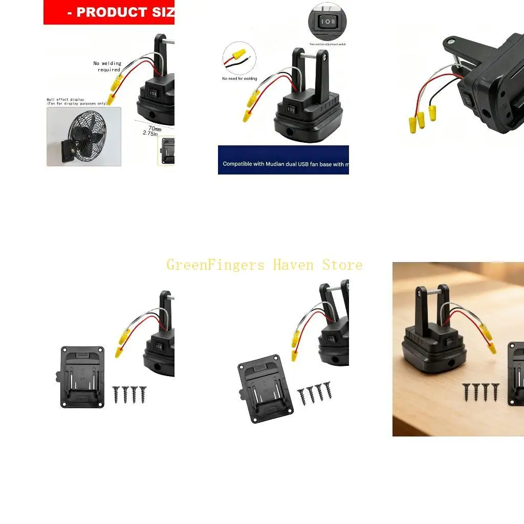 F68D ABS Fan Base Replacement Assembly with Fixed Mount Support, 21V Structure, 5V Output and 8in Fan Fit for Repair Station
