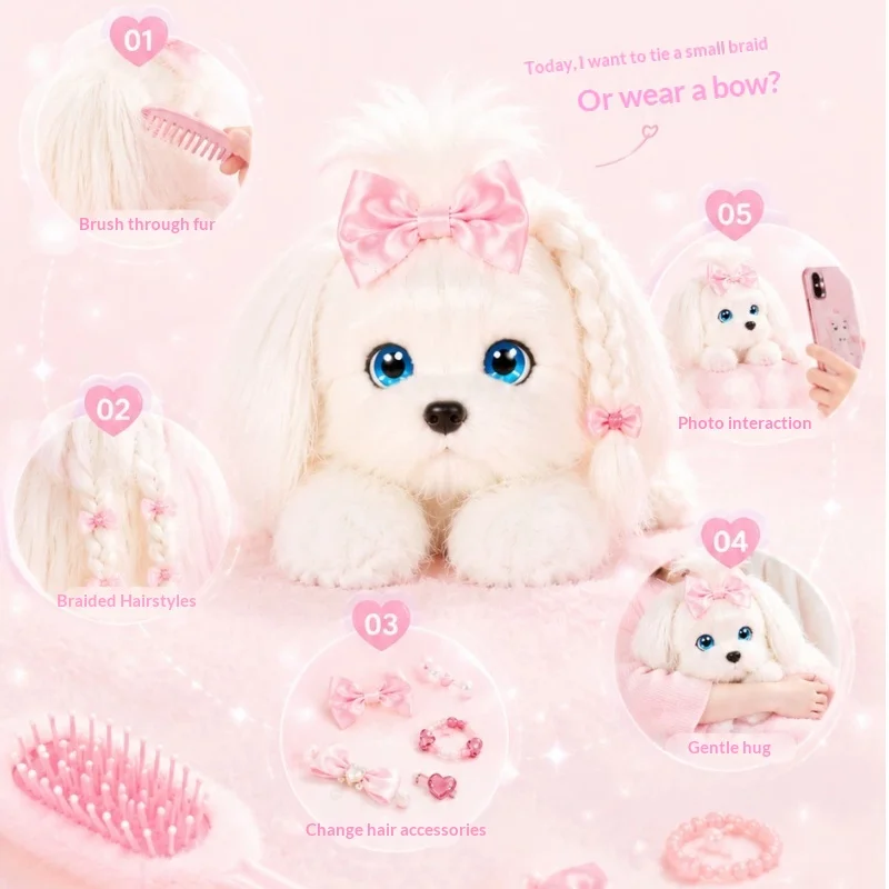Juguete Interactivo de Peluche Inteligente con IA, Perro Peludo, Suave y de Pelo Largo, Compañero Emocional, Regalo para Conversar con Amigos, Uso Doméstico