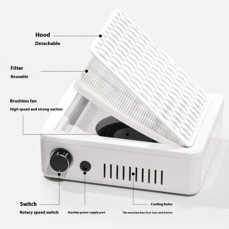 Aspirateur et filtre pour ventilateur de manucure, 4500 tr/min, Super aspiration, collecteur de poussière d'ongles, extracteur de poussière puissant pour ongles