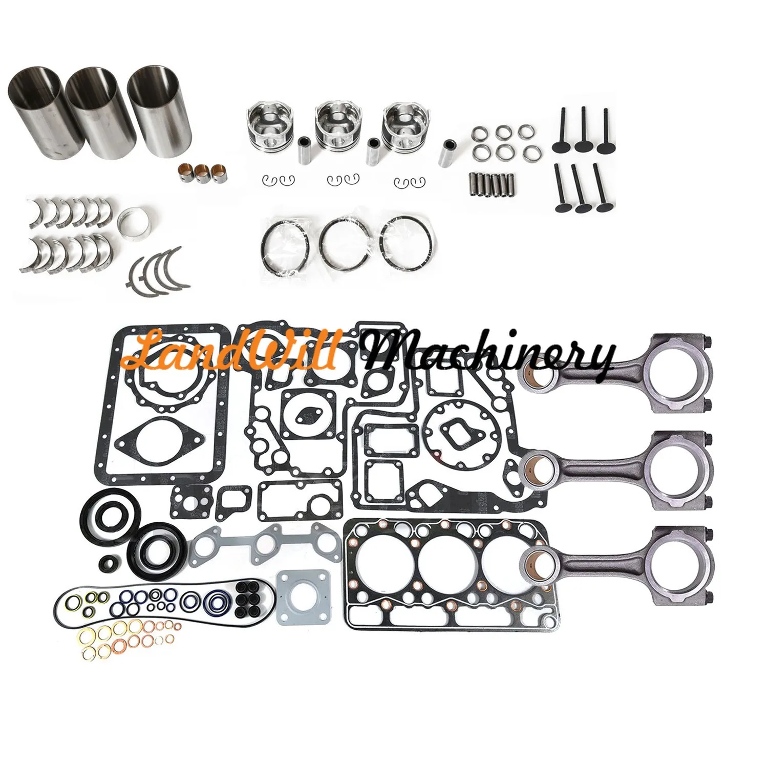 D950 Overhaul Rebuild Kit + 3pcs Connecting Rod Fits Front Mower F2000 F2100