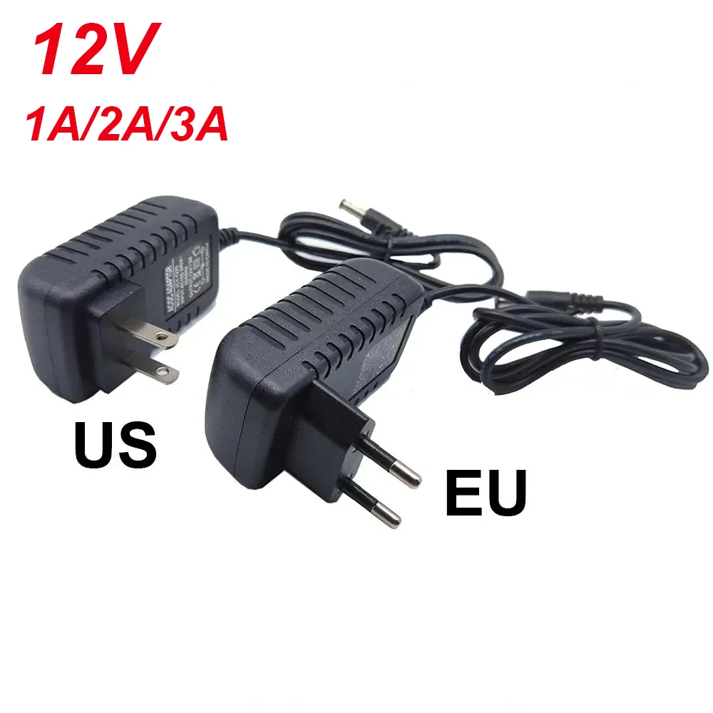 AC DC12V 1A 2A 3A uniwersalna moc zasilacz Adapter ładowarki uniwersalną ładowarkę do taśmy LED