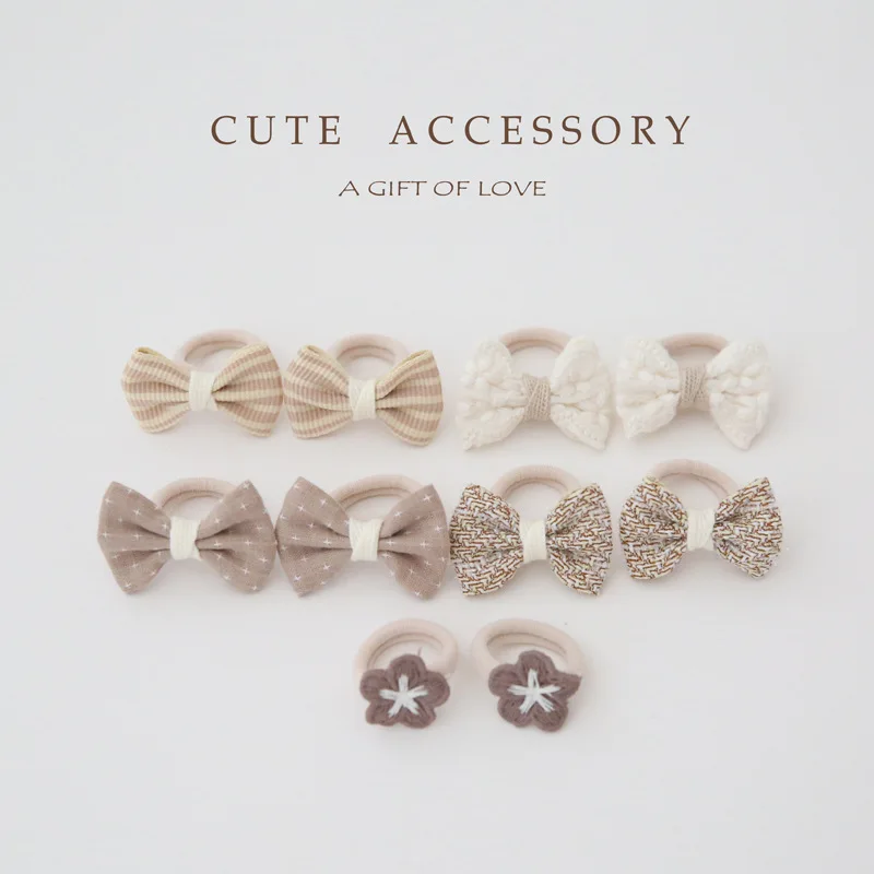 10 Pcs/Lot Sweet Hair Bows Hair Ties Band Flowert Girls Mini Baby Basic Kids Hair Accessories