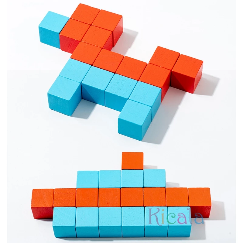 Montessori Magic Block Puzzle Toy Spatial Logical Thinking Training Game Rainbow Stacking Blocks Math Educational Toys For Child