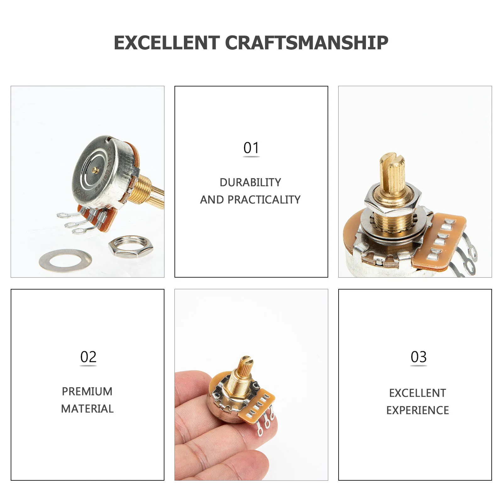

1 set 1 Set Metal Potentiometer For Electric Guitar Instrument Tuning Control Replacement Part, Guitar Modification Components