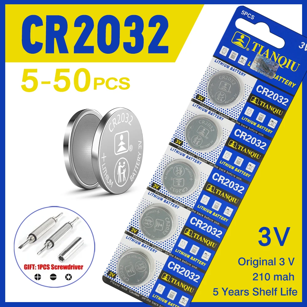 TIANQIU CR2032 batería DL2032 ECR2032 BR2032 2032 CR 2032 3V pila de botón de litio de larga duración para reloj remoto
