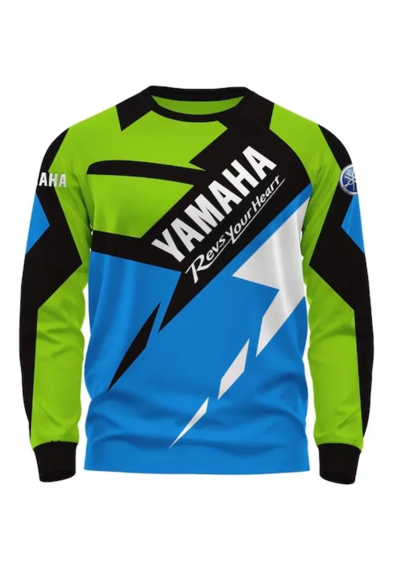 

Летняя модная зеленая футболка Yamaha с круглым вырезом и длинными рукавами, стильная повседневная одежда для мужчин и женщин, одежда для езды на мотоцикле