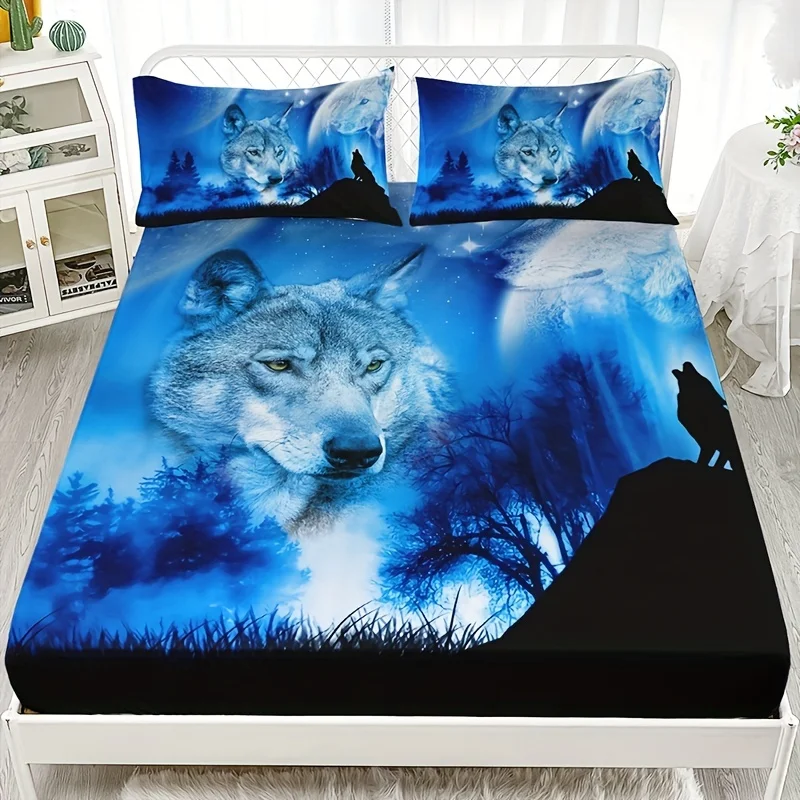 Dark Wolf Forest Animal HD Digital Print Bed Cover Set - Home Decorative Comforter Set