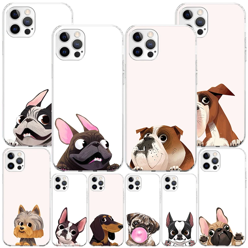 Capa de Celular Pug Dog French Bulldog para iPhone 17 Air 16 16E 11 12 13 Mini 14 Plus 15 Pro Max 7 8 + SE 2020 Coque 17 A