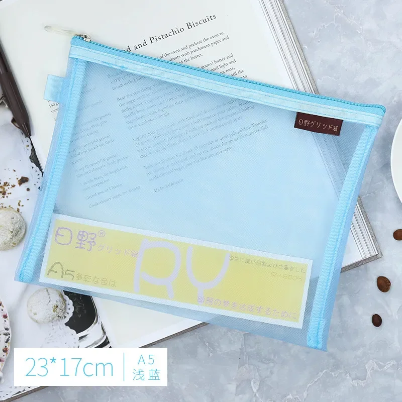 Breathable Mesh Zipper Document Pouch Wallet File Organizer A4 A5 A6 Size Office School Supply Paper Document Storage Folder Bag