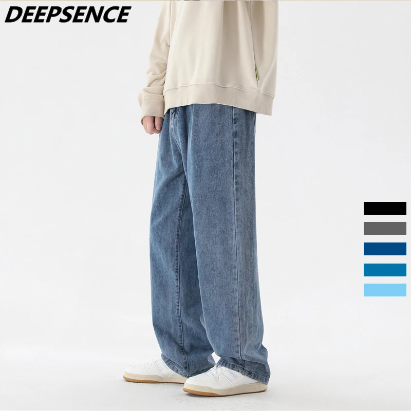 

Men's Baggy Jeans Four Seasons Loose Straight Denim Wide Leg Pants Hip Hop Oversize Pants jeans for men Light Blue Gray Black