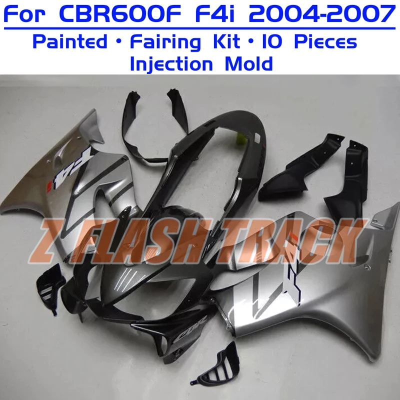 For Honda CBR600F CBR 600F CBR600 F 600 F4i 2004 2005 - 2007 Sport Cowl Body Fairing Kit Bodywork Injection Plastic Silver Gray