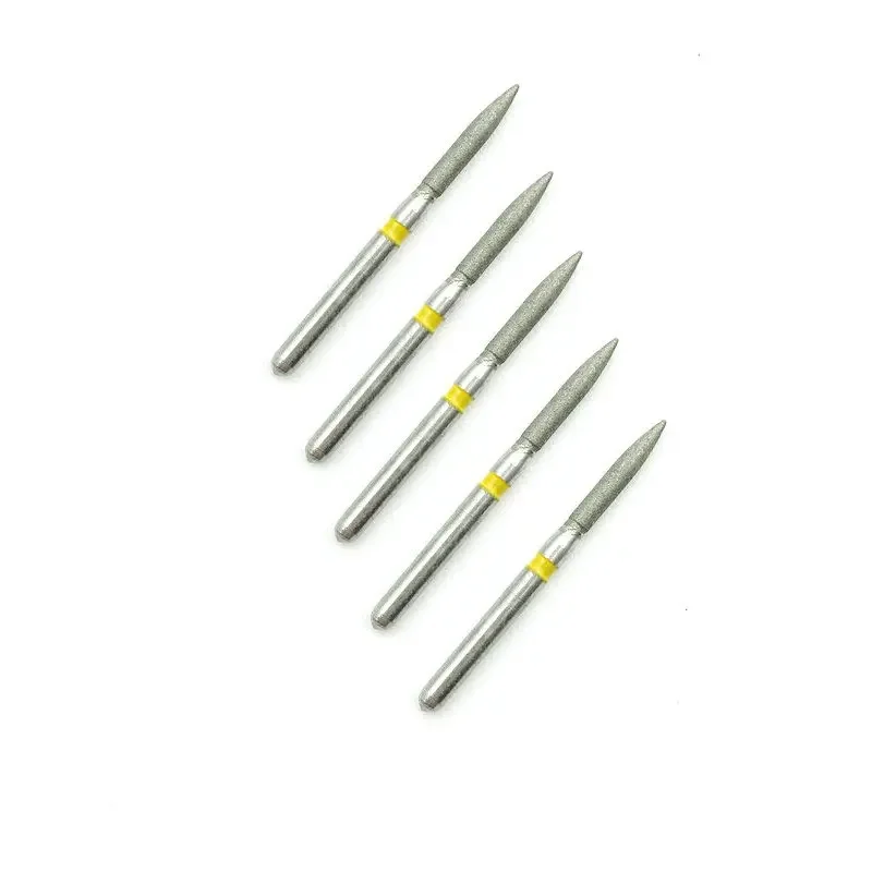 10pcs Dental Diamond Burs Drill Flame Ogival End Type Diamond for High Speed Handpiecess Medium FG 1.6mm FO-21EF