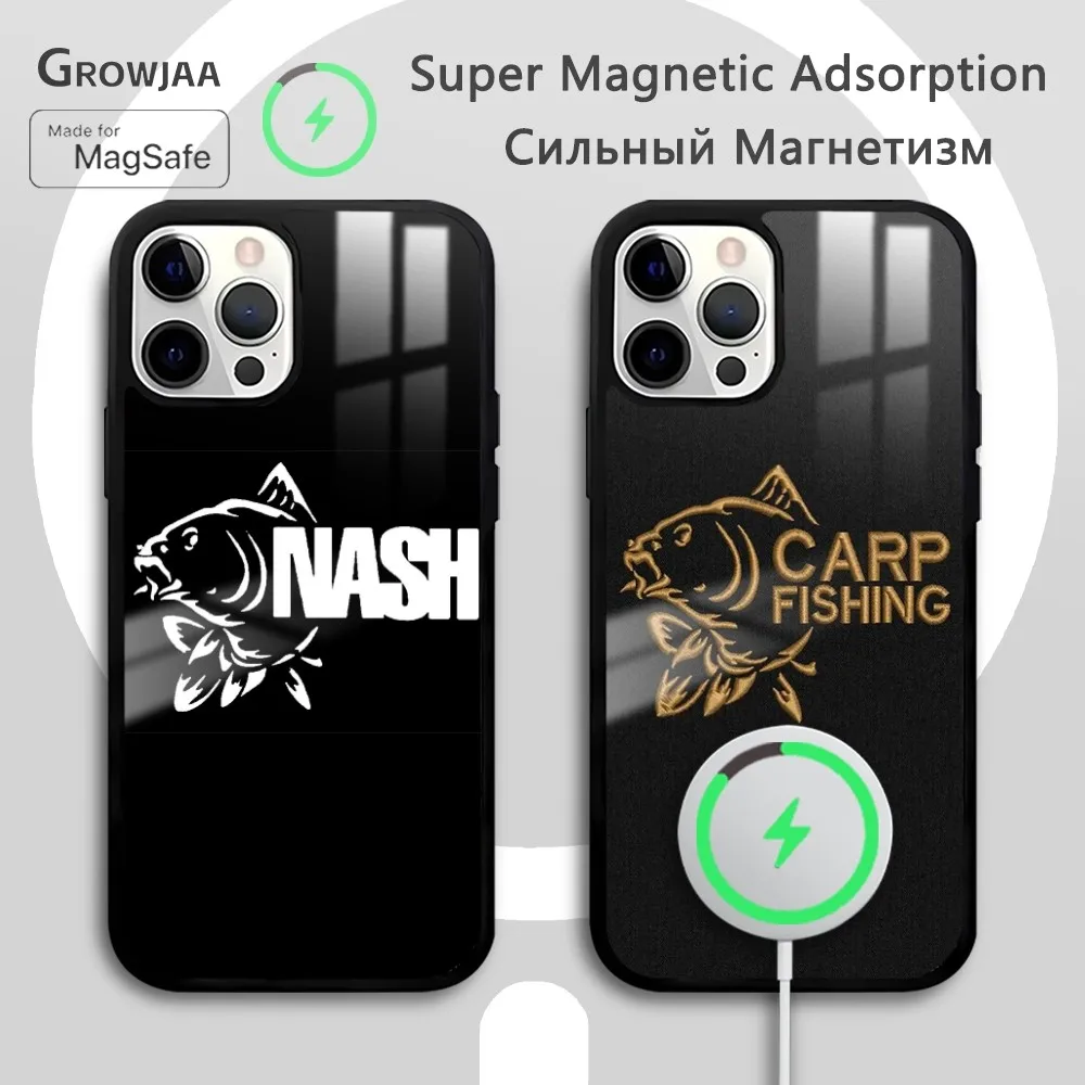 

N-Nash Fishing Logo Phone Case For iPhone 16 15 14 13 12 11 Pro Max Plus Mini New Magsafe Mirror Wireless Magnetic CoverFunda