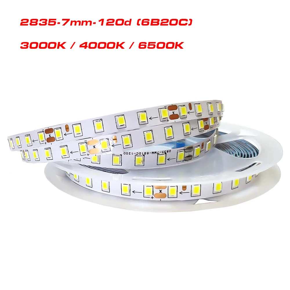 SANAN Highlight  5meters 2835-7mm-120D One Color Constant Current LED Strip 6B10C with 3000K/4000K/6500K.